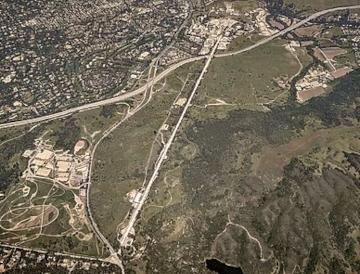 An aerial view of the LCLS-II particle accelerator at SLAC.